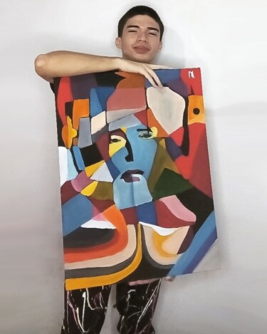 Painting titled "A cara da arte" by Daniel Marques, Original Artwork, Acrylic Mounted on Wood Panel