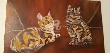 Painting titled "Chats." by Daniel Moritz, Original Artwork, Oil