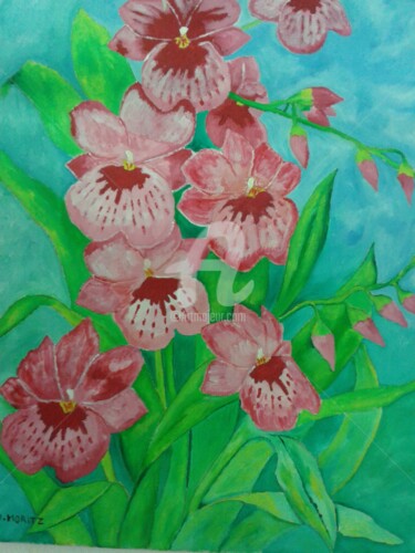 Painting titled "orchidée Miltonia r…" by Daniel Moritz, Original Artwork, Oil