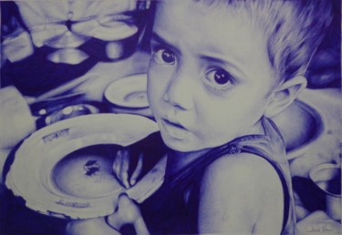 Desenho intitulada "Ballpoint - Hungry…" por Daniel Nabuco, Obras de arte originais, Canetac de aerossol