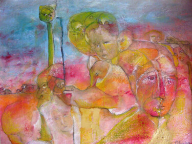 Schilderij getiteld "pelerins" door Daniel Palumbo, Origineel Kunstwerk, Olie
