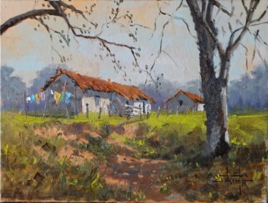 Pintura intitulada "Paisagem Rural" por Daniel Penna, Obras de arte originais, Óleo