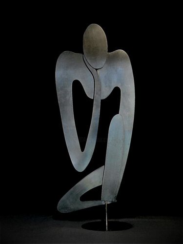 Sculptuur getiteld "Réflexion" door Daniel Perreu, Origineel Kunstwerk, Roestvrij Staal