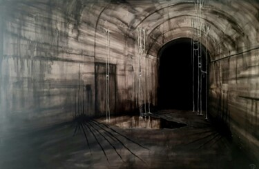 Painting titled "Abandoned tunnel" by Daniel Polyakov, Original Artwork, Acrylic