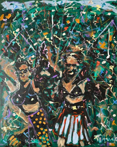 Peinture intitulée "Fullmoon-Party in T…" par Daniel Pultorak, Œuvre d'art originale, Huile Monté sur Châssis en bois