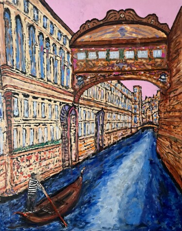 Pintura titulada "Gondeln in Venedig" por Daniel Pultorak, Obra de arte original, Oleo Montado en Bastidor de camilla de mad…