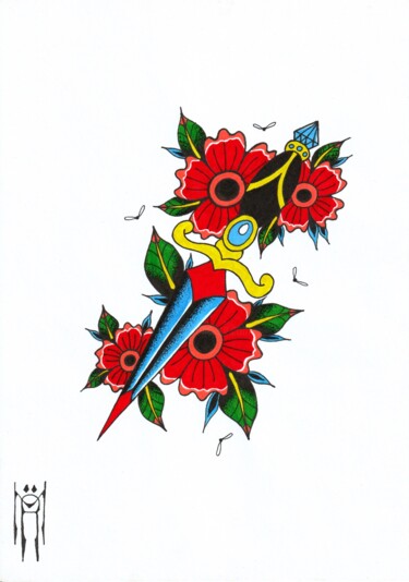 Tekening getiteld "Poppy's Dagger" door Daniel Ströfer, Origineel Kunstwerk, Marker
