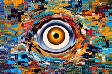 Digitale Kunst mit dem Titel "SURVEILLANCE" von Daniel Toublanc, Original-Kunstwerk, Digitale Malerei