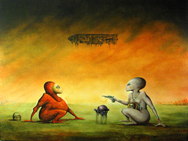 Peinture intitulée "Led Zeppelin" par Daniel Venjean, Œuvre d'art originale, Huile