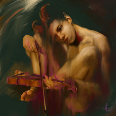 Digital Arts titled "Pink Concerto" by Daniel Victor, Original Artwork, Digital Painting Mounted on Wood Stretcher frame