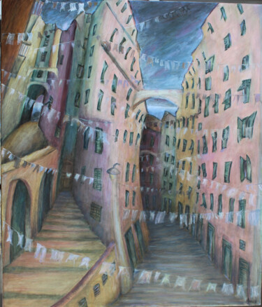 Malerei mit dem Titel "CITTA' VECCHIA" von Daniela Caravita, Original-Kunstwerk, Öl