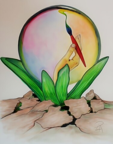 Картина под названием "La rinascita dell'a…" - Daniela La Rovere, Подлинное произведение искусства, Цветные карандаши Устано…