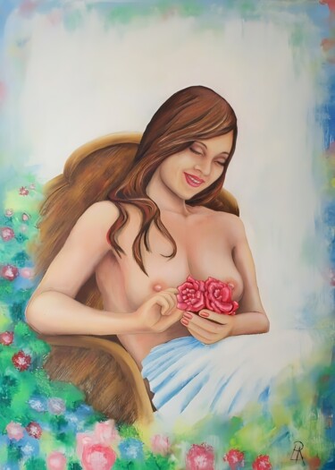 Painting titled "Serena" by Daniela La Rovere, Original Artwork, Oil Mounted on Wood Stretcher frame