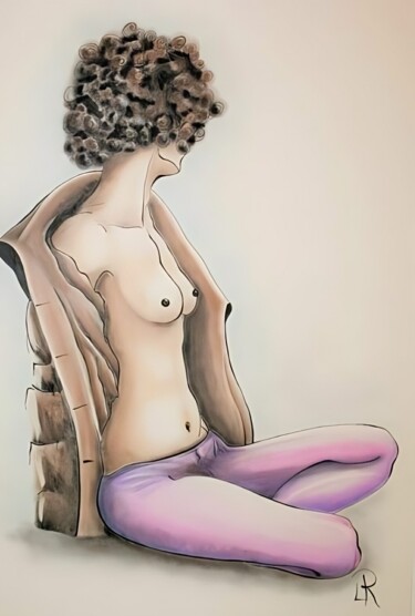 Рисунок под названием "Colore viola" - Daniela La Rovere, Подлинное произведение искусства, Цветные карандаши