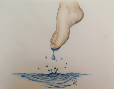Disegno intitolato "Giocando con l'acqua" da Daniela La Rovere, Opera d'arte originale, Matite colorate