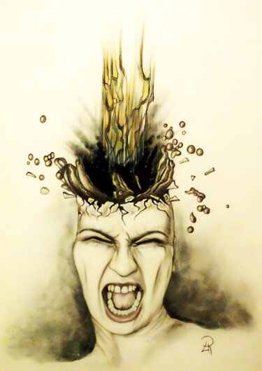 Desenho intitulada "Esplosione" por Daniela La Rovere, Obras de arte originais, Conté