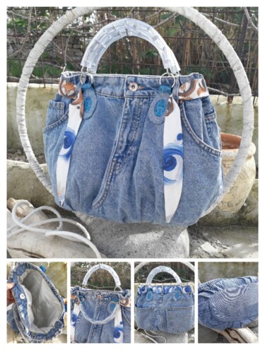 Textile Art με τίτλο "Borsa in jeans" από Daniela La Rovere, Αυθεντικά έργα τέχνης, Ύφασμα