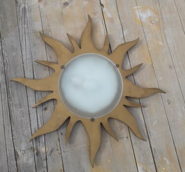 Scultura intitolato "Plafoniera Sole" da Daniela La Rovere, Opera d'arte originale, Legno Montato su Pannello di legno
