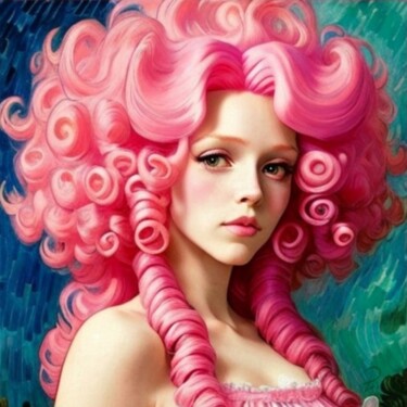 Collages getiteld "Lady in pink" door Daniela La Rovere, Origineel Kunstwerk, Collages