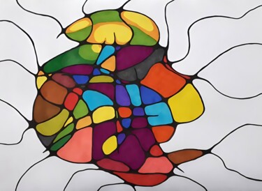 Картина под названием "Neurografica" - Daniela La Rovere, Подлинное произведение искусства, Маркер