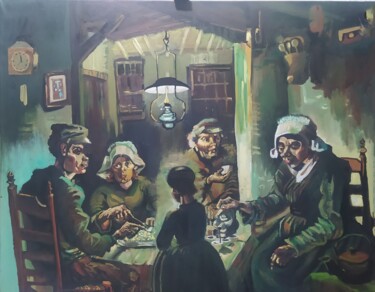 Pintura intitulada "Os Comedores de Bat…" por Daniela Lopes, Obras de arte originais, Óleo