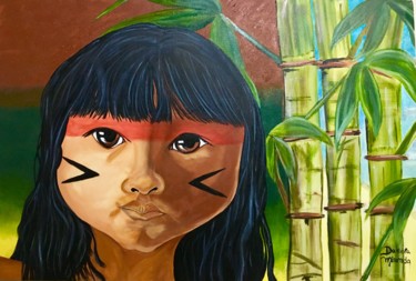 Pintura intitulada "Índia curumim" por Daniela Miranda, Obras de arte originais, Acrílico