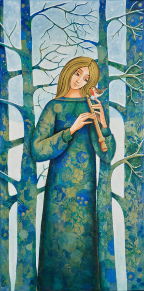 Painting titled "Inverno" by Daniela Prezioso Einwaller, Original Artwork, Acrylic Mounted on Wood Stretcher frame