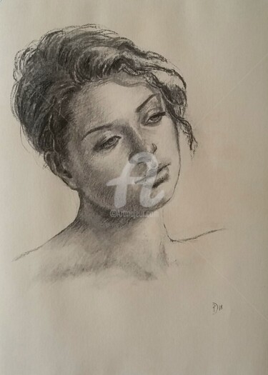 Drawing titled "Ritratto a carbonci…" by Daniela Protopapa, Original Artwork, Charcoal