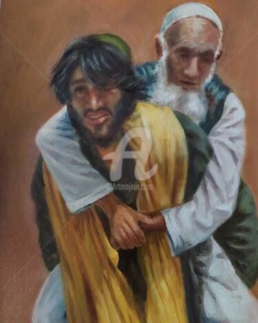 Pittura intitolato "In fuga da Kabul" da Daniela Protopapa, Opera d'arte originale, Olio