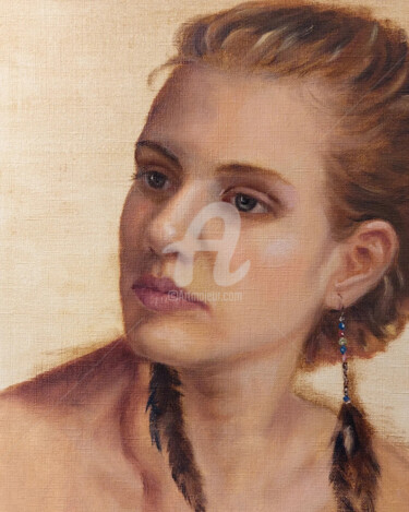 Pittura intitolato "Ritratto di ragazza…" da Daniela Protopapa, Opera d'arte originale, Olio