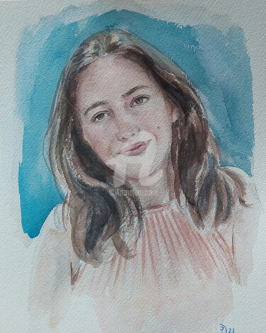 Painting titled "Ritratto di Nadia" by Daniela Protopapa, Original Artwork, Watercolor
