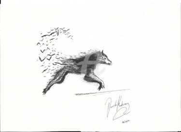 Desenho intitulada "Abstract Wolf" por Daniela Rodrigues, Obras de arte originais