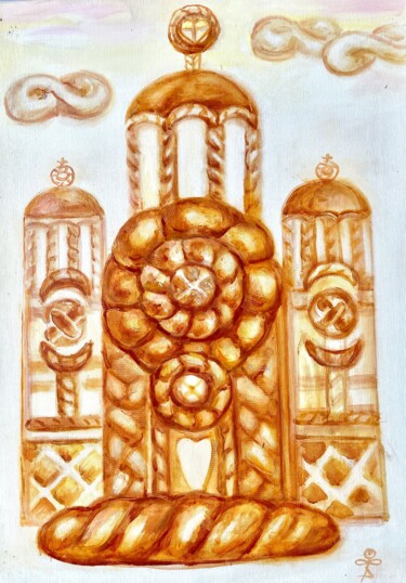 Schilderij getiteld "sacred bread" door Daniela Trandafir, Origineel Kunstwerk, Olie