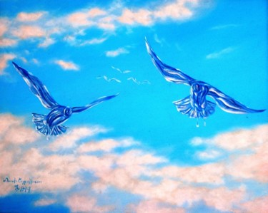 Картина под названием "Seagulls" - Daniela Cappiello, Подлинное произведение искусства, Масло