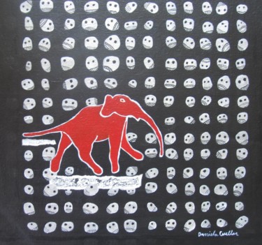 Pintura titulada "6-elefante-en-un-ce…" por Daniela Cuellar, Obra de arte original, Acrílico