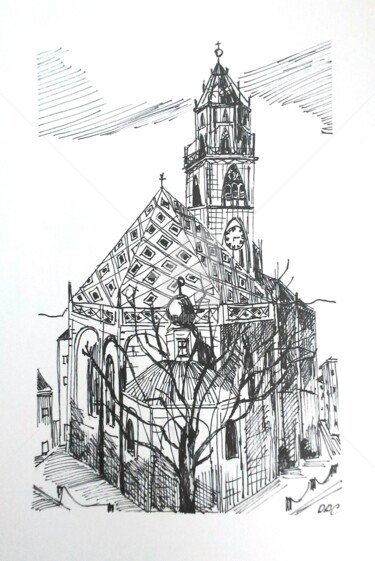 Disegno intitolato "Duomo" da Daniela Di Costanzo, Opera d'arte originale, Inchiostro