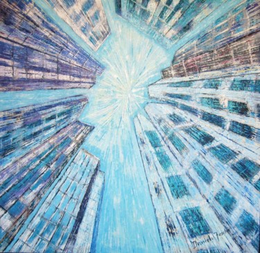 Painting titled "Direzione Luce" by Daniela Foschi, Original Artwork, Oil Mounted on Wood Stretcher frame
