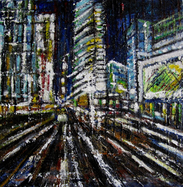 Painting titled "Luci di Berlino" by Daniela Foschi, Original Artwork, Oil Mounted on Wood Stretcher frame