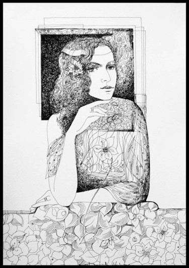 Drawing titled "Lost in thought" by Daniela Huhurez, Original Artwork, Other