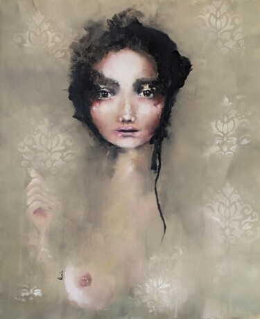 Painting titled "Romántica Ninfa abs…" by Daniela Nocito, Original Artwork, Oil Mounted on Wood Stretcher frame