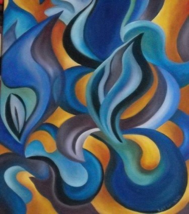 Painting titled "Blue Irises" by Daniela Safrankova, Original Artwork, Oil