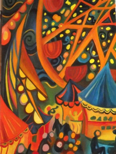 Painting titled "Orange County Fair" by Daniela Safrankova, Original Artwork, Oil