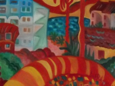 Painting titled "Orange County" by Daniela Safrankova, Original Artwork, Oil
