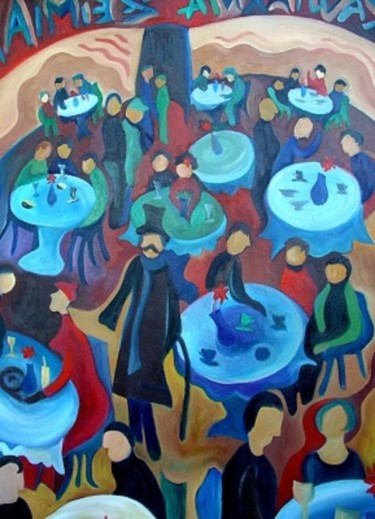 Painting titled "Zeimianskaja Cafe II" by Daniela Safrankova, Original Artwork, Oil