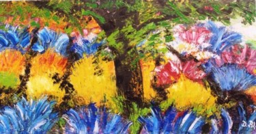 Peinture intitulée "Fleurs et lavandes" par Kévin Blot, Œuvre d'art originale, Huile