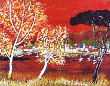 Peinture intitulée "Les deux arbres fle…" par Kévin Blot, Œuvre d'art originale, Huile