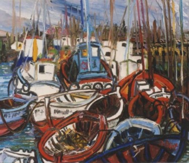 Painting titled "Au port" by Kévin Blot, Original Artwork, Oil