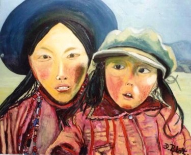 Peinture intitulée "Les tibétains" par Kévin Blot, Œuvre d'art originale