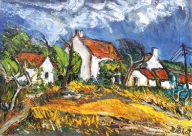 Painting titled "Tempête en Normandie" by Kévin Blot, Original Artwork, Oil