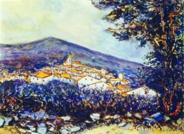 Peinture intitulée "Petit village en Pr…" par Kévin Blot, Œuvre d'art originale, Huile